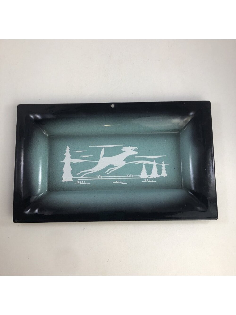 Vtg WHIRLPOOL Bonus ADVERTISING PORCELAIN Coated TRAY Winter Deer Scene Holiday